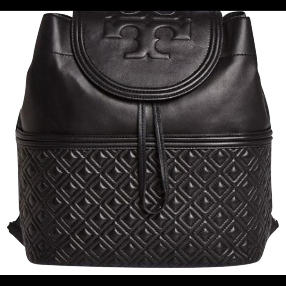 Tory Burch Fleming Black Leather Backpack